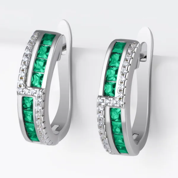 Серьги из серебра с фианитами и кристаллами — арт. 000-398272