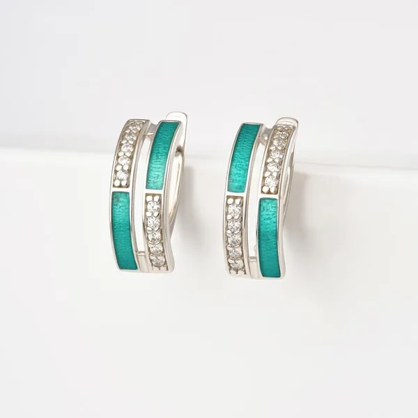 Серьги из серебра с фианитами — арт. 000-352005