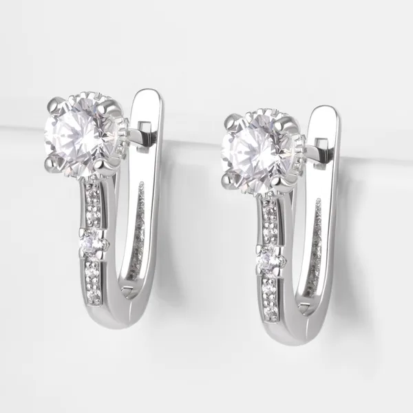 Серьги из белого золота с фианитами — арт. 000-393003