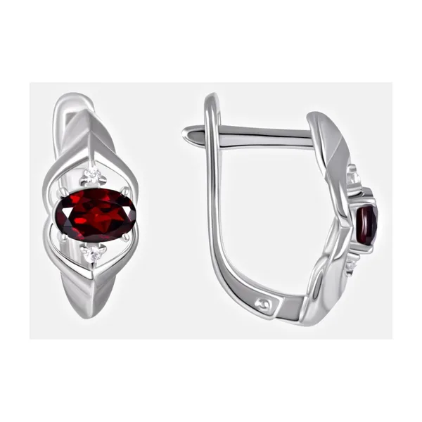 Серьги из серебра с фианитами и гранатами — арт. 000-397922