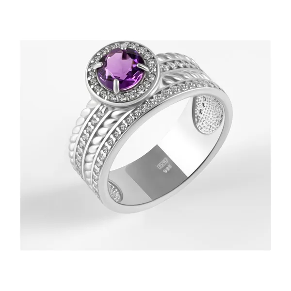 Кольцо из серебра с аметистами и фианитами — арт. 000-386933