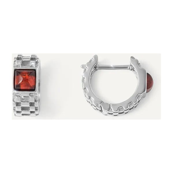 Серьги из серебра 925 пробы с янтарём