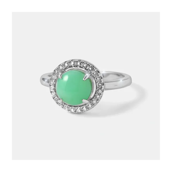 Серебряное кольцо с зеленым халцедоном — арт. 10322-003781