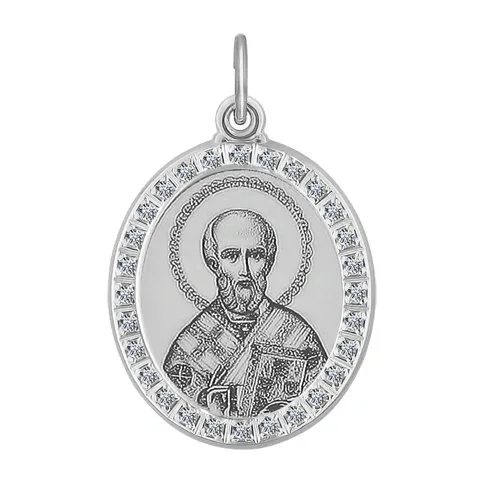 Подвеска иконка из серебра с фианитами — арт. 000-306357