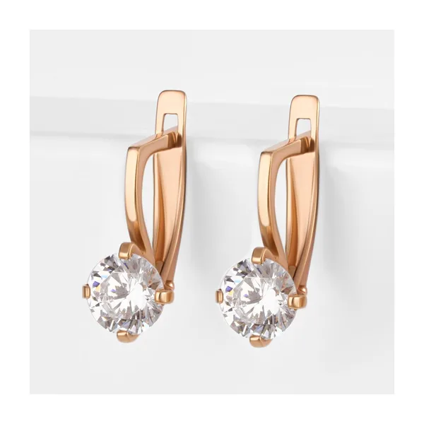 Серьги из красного золота с фианитами — арт. 000-349782