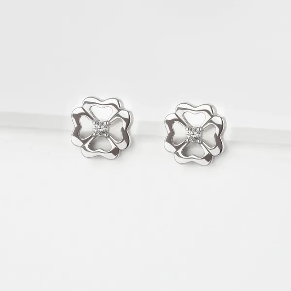 Серьги гвоздики из серебра с фианитами — арт. 000-358956