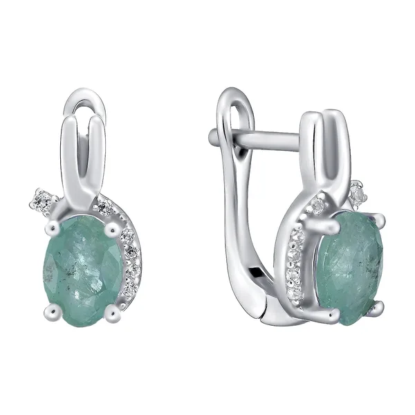 Серебряные серьги с изумрудами — арт. 2094755