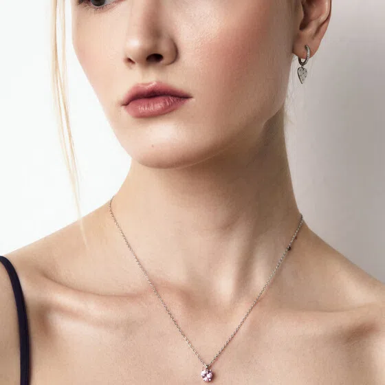 Колье-цепь из серебра с розовым фианитом SKYE Poison Drop — модель 009fwbg — фото 2