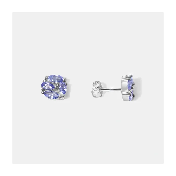 Серебряные серьги-пусеты с танзанитами — арт. 10522-003617