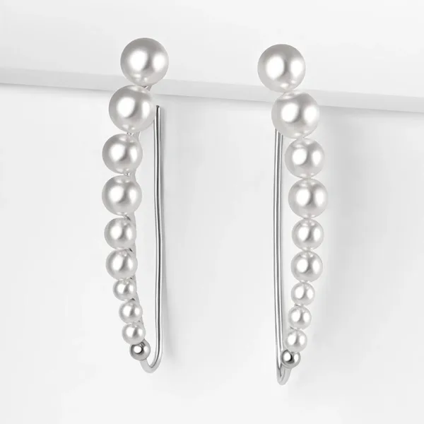 Серьги из серебра 925 пробы с искусственным жемчугом и жемчугом — арт. 000-370933