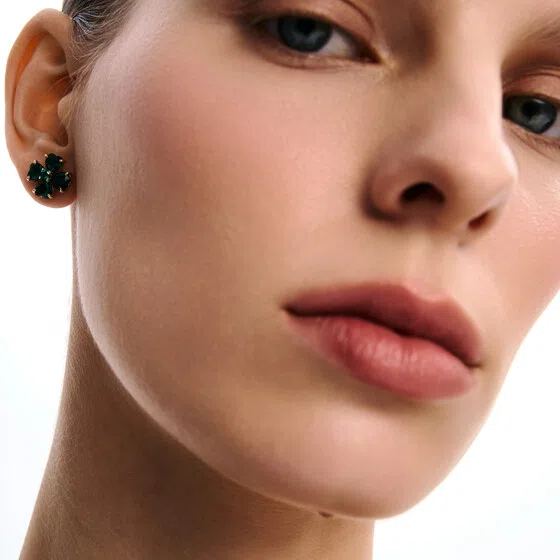 Золотистые серьги с кубическим цирконием Idyllia Swarovski Poison Drop — модель 4c8nbea