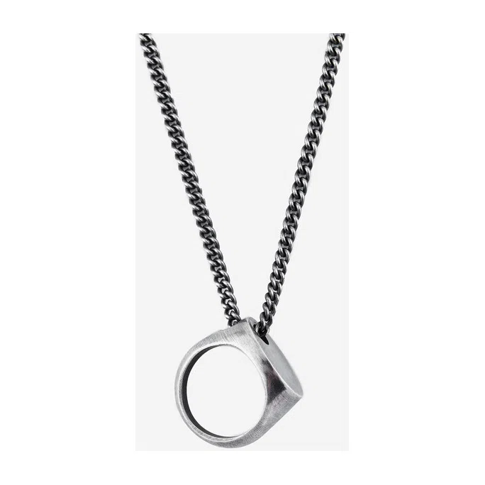 Серебристый кулон-печатка на тонкой цепочке MM6 MM6 Maison Margiela Poison Drop — модель mmmnaw4