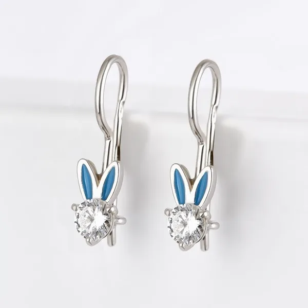 Серьги детские из серебра с фианитами и эмалью — арт. 000-373931