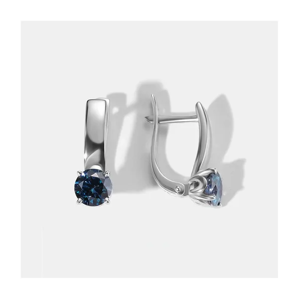 Серебряные серьги с синими муассанитами — арт. 10522-002799