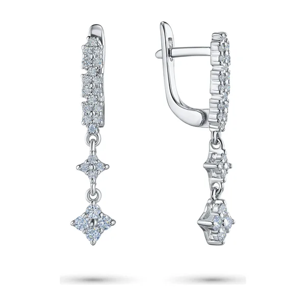 Серьги из серебра с синтетическими алмазами
