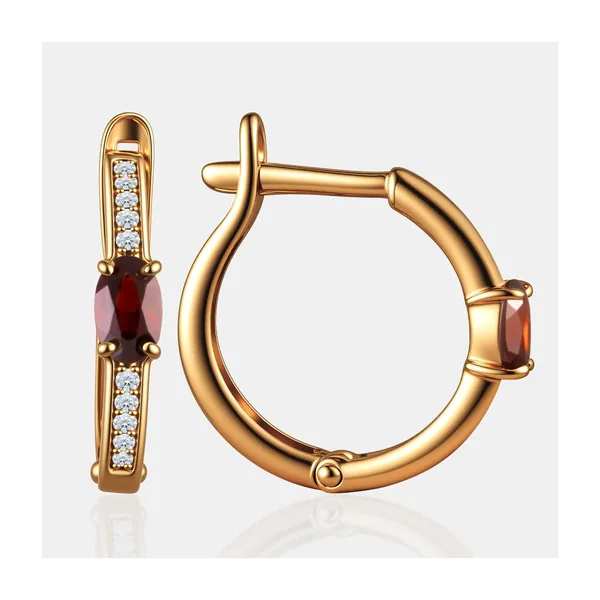 Серьги из серебра с гранатами и фианитами — арт. 000-401477