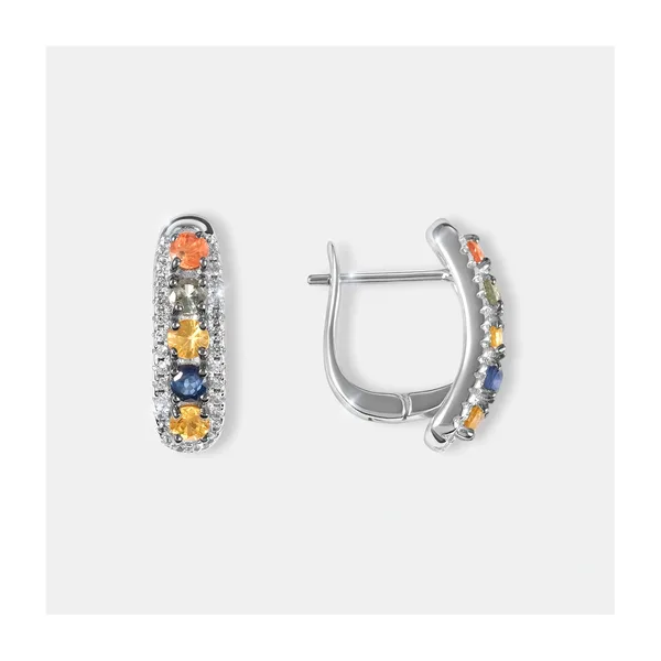 Серебряные серьги с мультисапфирами — арт. 10522-006055