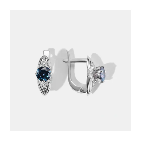 Серебряные серьги с синими муассанитами — арт. 10522-002808