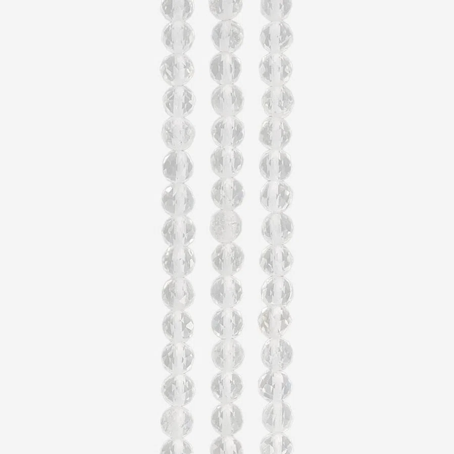 Бусины из горного хрусталя (кварца) огранка, 113-123 шт. на нитке, 4 мм — фото 3