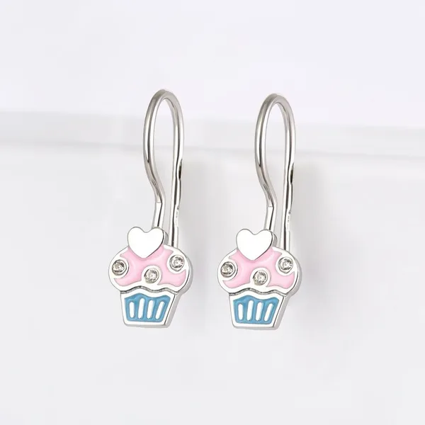 Серьги детские из серебра с эмалью и фианитами — арт. 000-373927