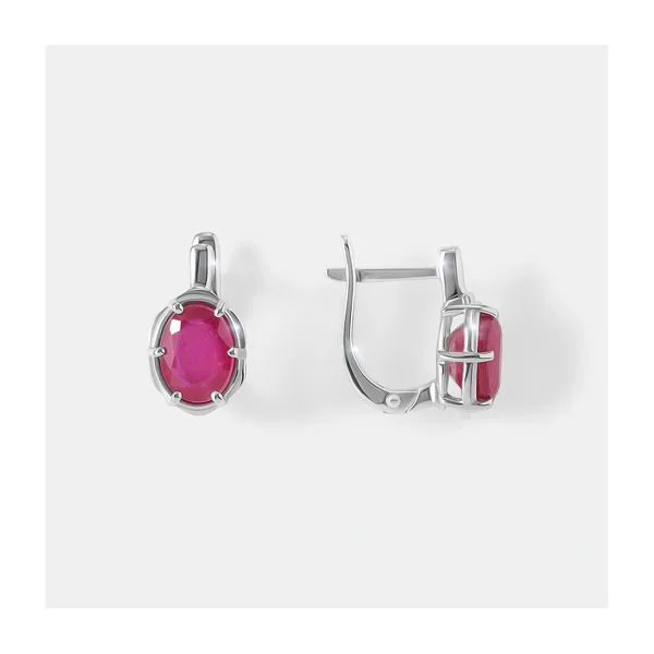 Серебряные серьги с рубинами — арт. 10521-001588