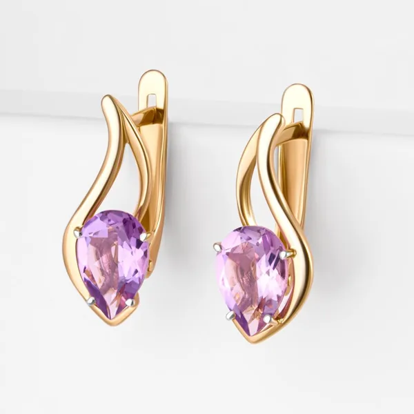 Серьги из красного золота с аметистами — арт. 000-350944