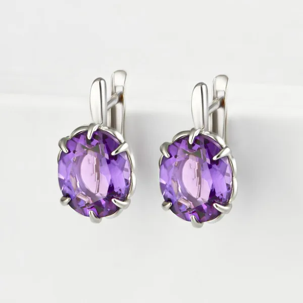 Серьги из серебра с аметистами — арт. 000-375713