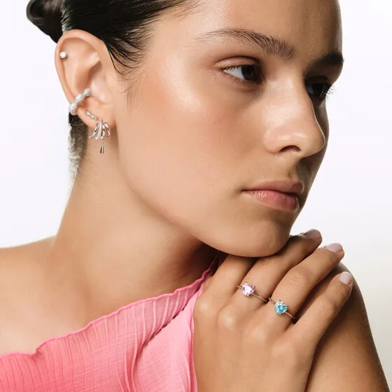 Кольцо из серебра с розовым фианитом — модель as14ef6