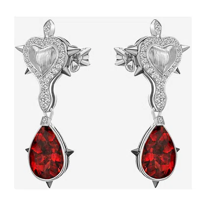 Серьги из белого золота с бриллиантами и гранатами COBRA JEWELRY Poison Drop — модель 9ur092p — фото 6