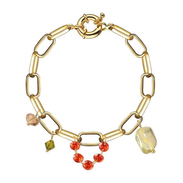 Золотистый браслет из латуни с подвесками, Persimmon Bracelet — модель 8d25zs2