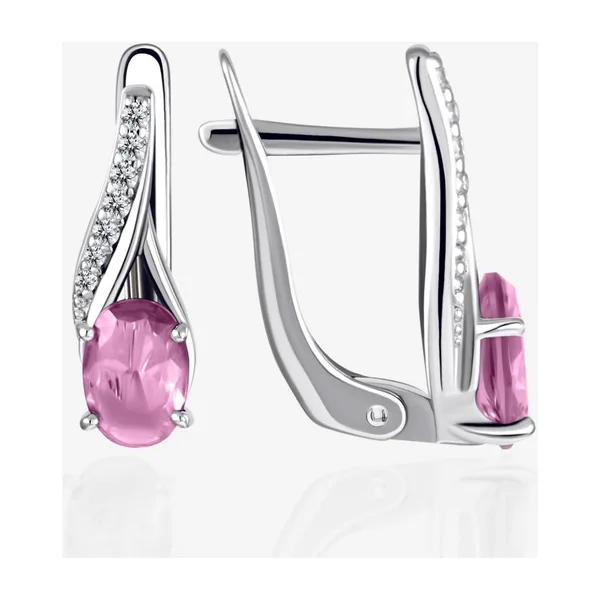 Серьги из серебра с кристаллами аметистами и фианитами — арт. 000-402104