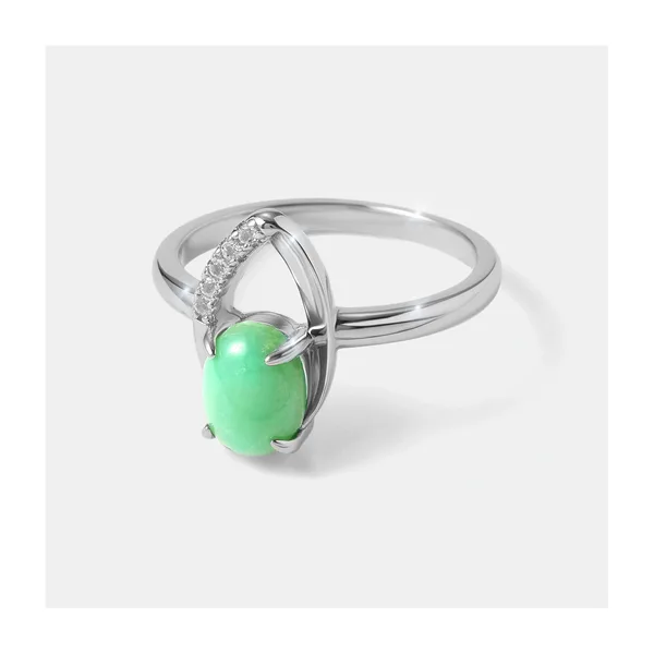 Серебряное кольцо с зеленым халцедоном — арт. 10322-003784