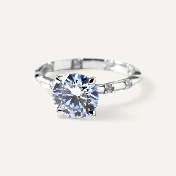 Серебряное кольцо с голубым муассанитом 2в1 — арт. 10323-000333