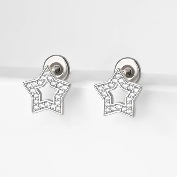 Серьги гвоздики из серебра с фианитами — арт. 000-358997