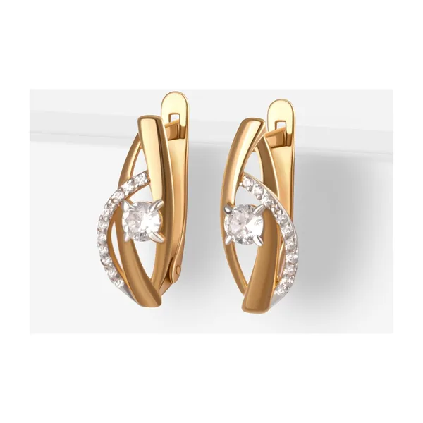 Серьги из красного золота с фианитами — арт. 000-333688