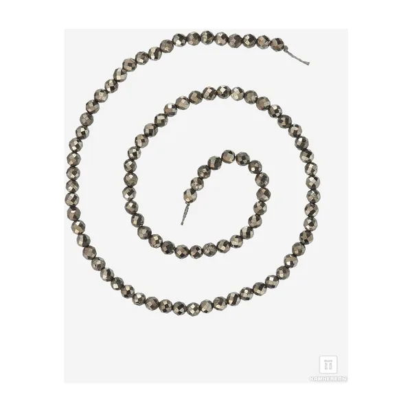 Бусины из пирита (огранка), 93-99 шт. на нитке, 4-5 мм