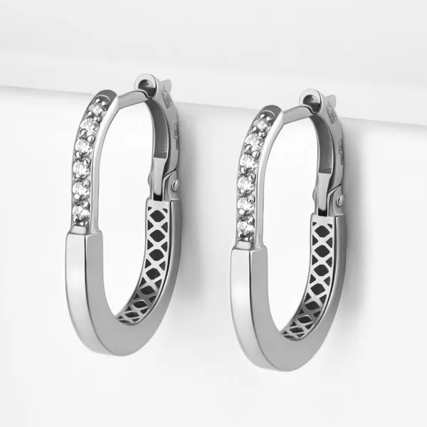 Серьги из белого золота с фианитами — арт. 000-392313