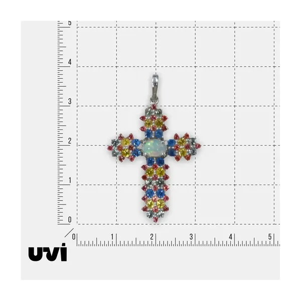 Серебряная подвеска-крест с опалом и мультисапфирами — арт. 10422-002282