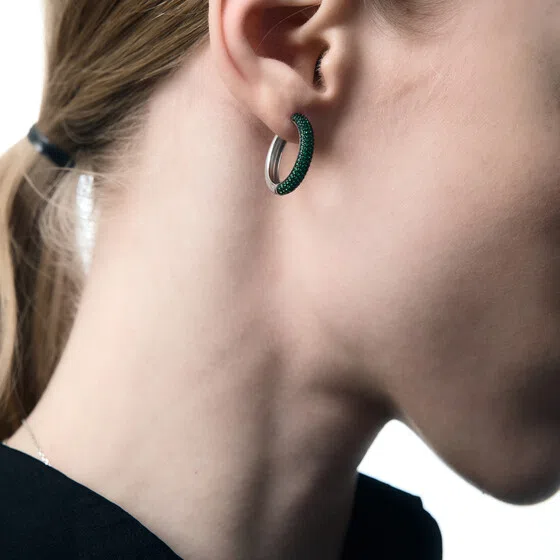 Моносерьга хуп из серебра с фианитами LIFE GREEN FANCY of Brosway Poison Drop — модель 00cqz1f — фото 2