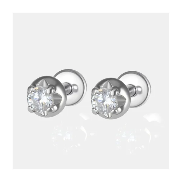 Серьги гвоздики из серебра с фианитами — арт. 000-360515