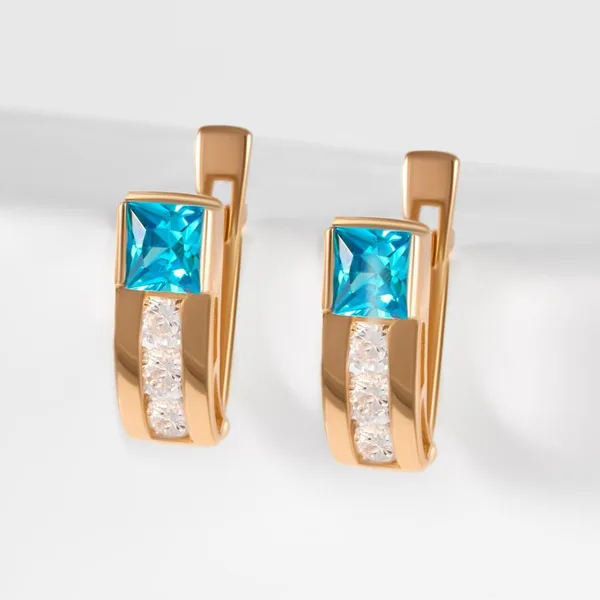 Серьги детские из красного золота с фианитами — арт. 000-217989