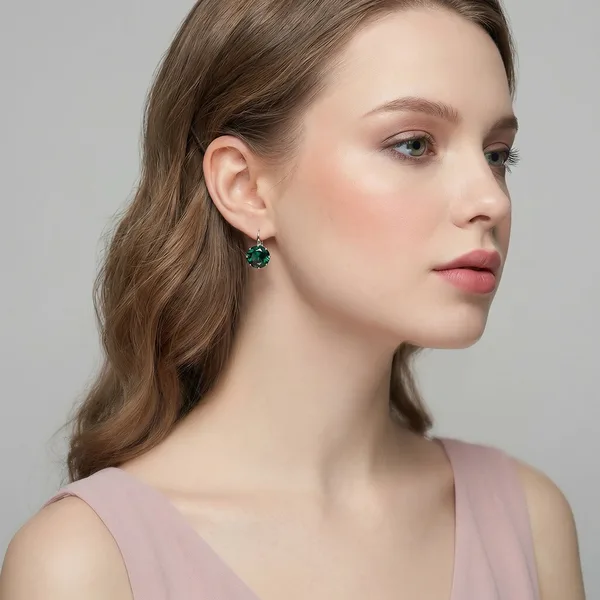 Серебряные серьги с празиолитами — арт. 10522-005778