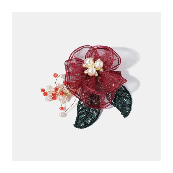 Брошь из ювелирного сплава с искусственным жемчугом — арт. 11393-000009