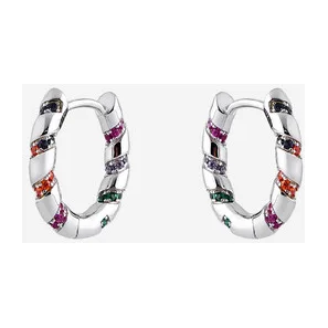 Серьги-кольца из серебра с фианитами — модель jk3djtx