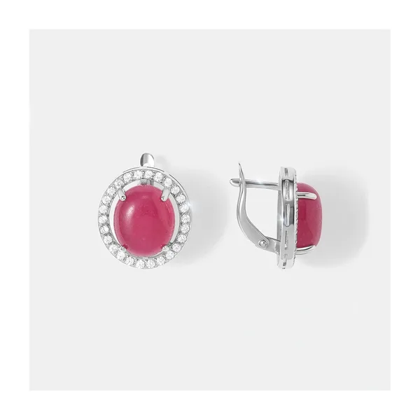 Серебряные серьги с малиновыми жадеитами — арт. 10522-006109