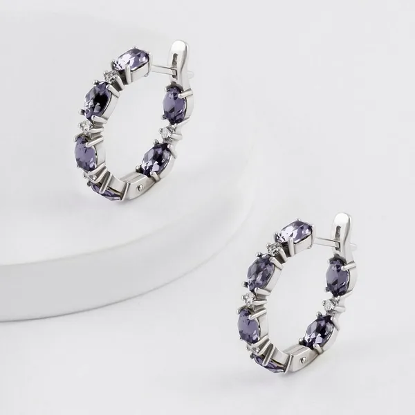Серьги конго из серебра с кристаллами swarovski и фианитами — арт. 000-368568