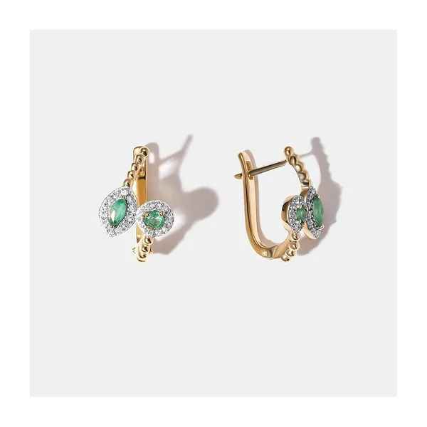 Серебряные серьги с изумрудами — арт. 10521-000441