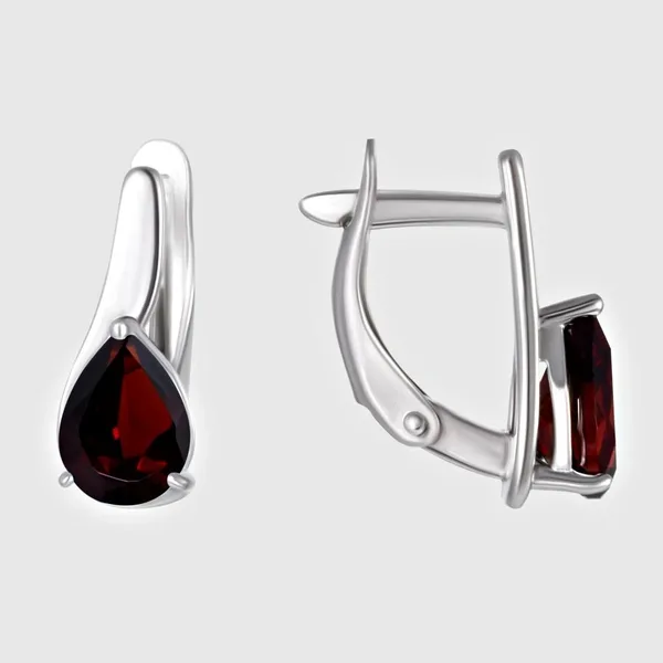 Серьги из серебра с гранатами — арт. 000-397913