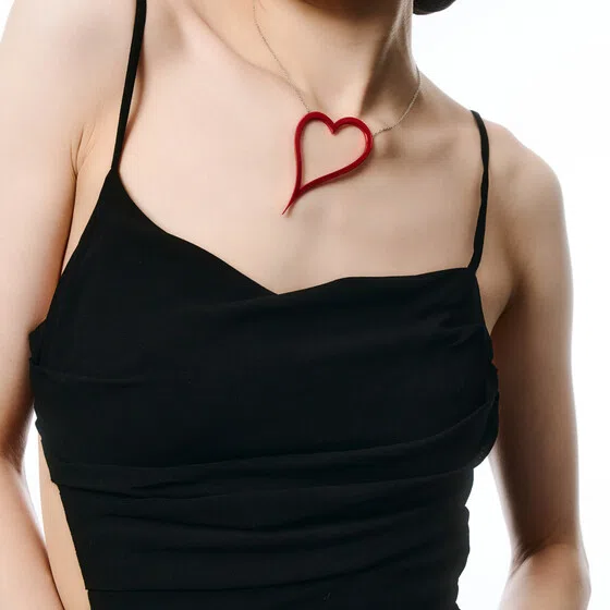 Колье из серебра «Сердце малое» на цепи коллекция HEART Dzhanelli Jewellery Poison Drop — модель 5y79nv1 — фото 3