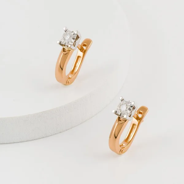 Серьги из красного золота с бриллиантами — арт. 000-302923